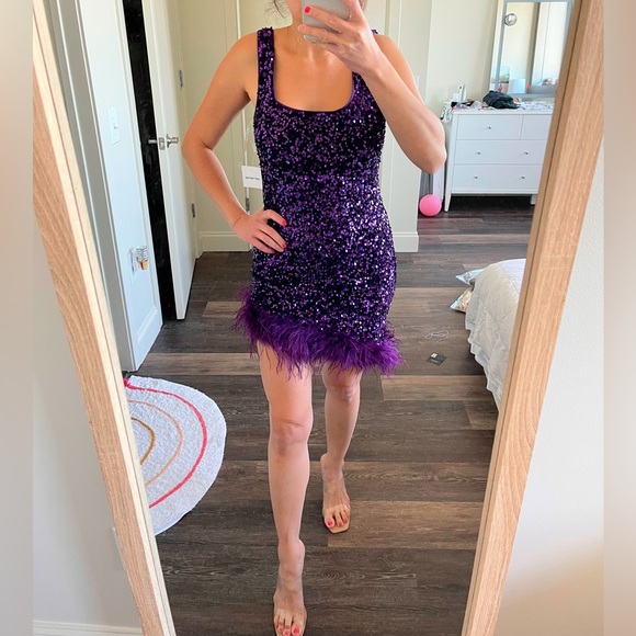 Sequins festher purple mini dress - Picture 4 of 8